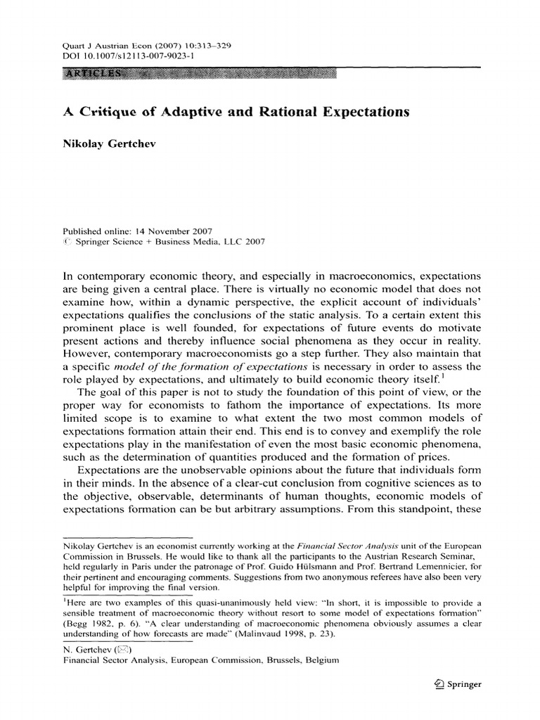 Adaptive and Rational Expectation PDF | PDF | Science & Mathematics