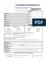 Booking Form For Party PDF