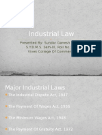 Indian Industrial Law - 4 Major Laws - Industrial Dispute Act, Payment of Wages Act, Minimum WagesAct, Gratuity Act.