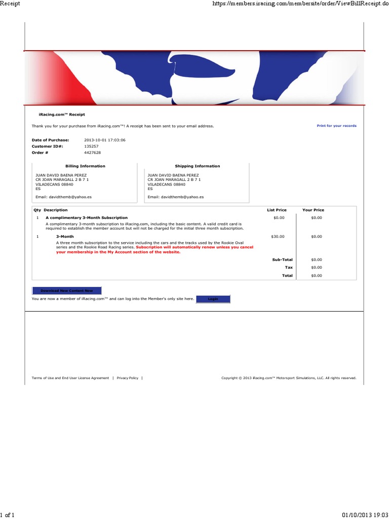I Racing Bill | PDF