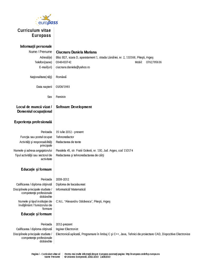 Cvtemplate Ro Ro | PDF
