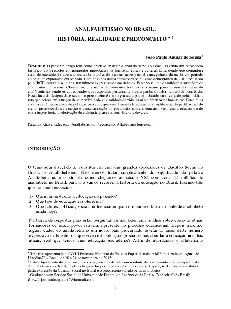 4 Analfabetismo No Brasil Download Grátis Pdf Alfabetização Brasil