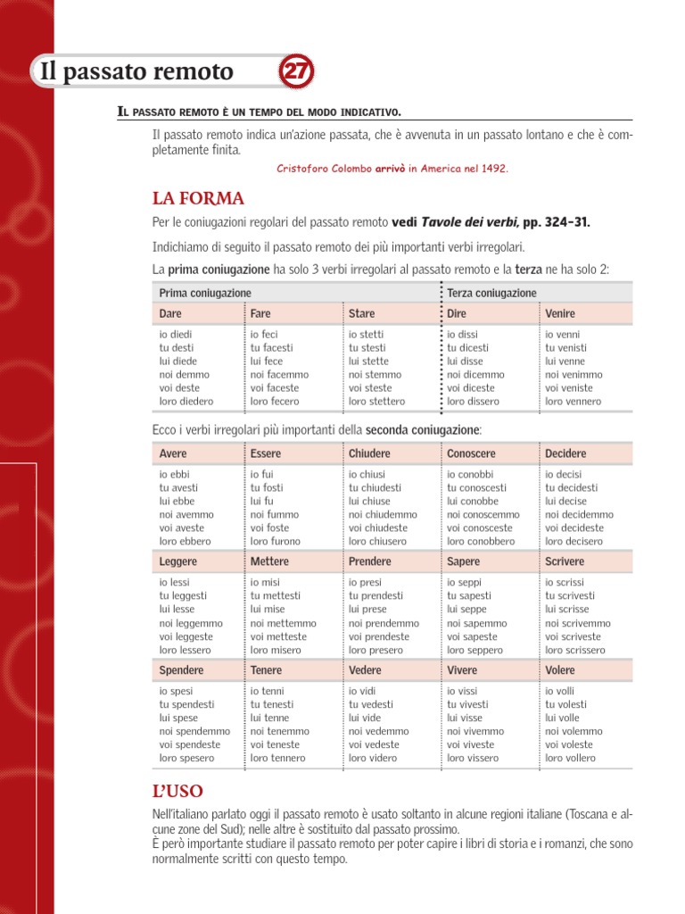Passato Remoto Del Verbo Giacere