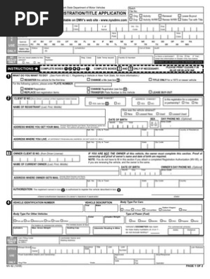 Ny Vehicle Registration Form Pdf