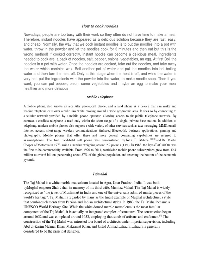 Perfect Instant Noodle Cooking Guide | PDF | Mobile Phones ...