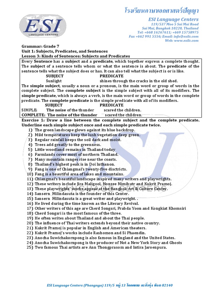 Grammar Grade 7 - Unit 1 Lesson 3 Kinds of Sentences PDF | PDF ...
