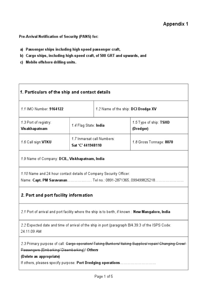PANS for DCI Dredge XV Arrival | PDF | Business | Computers