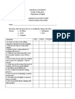Evaluation Form For Teachers