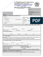 Personal History Form PDF