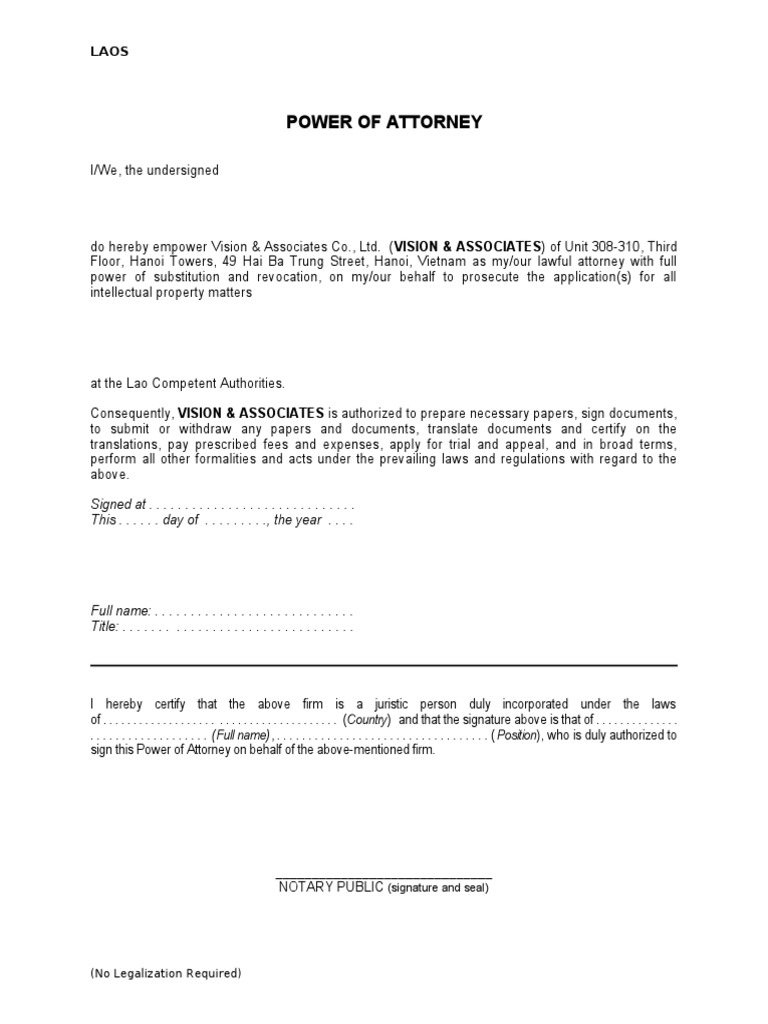 Power of Attorney: (Signature and Seal) | PDF