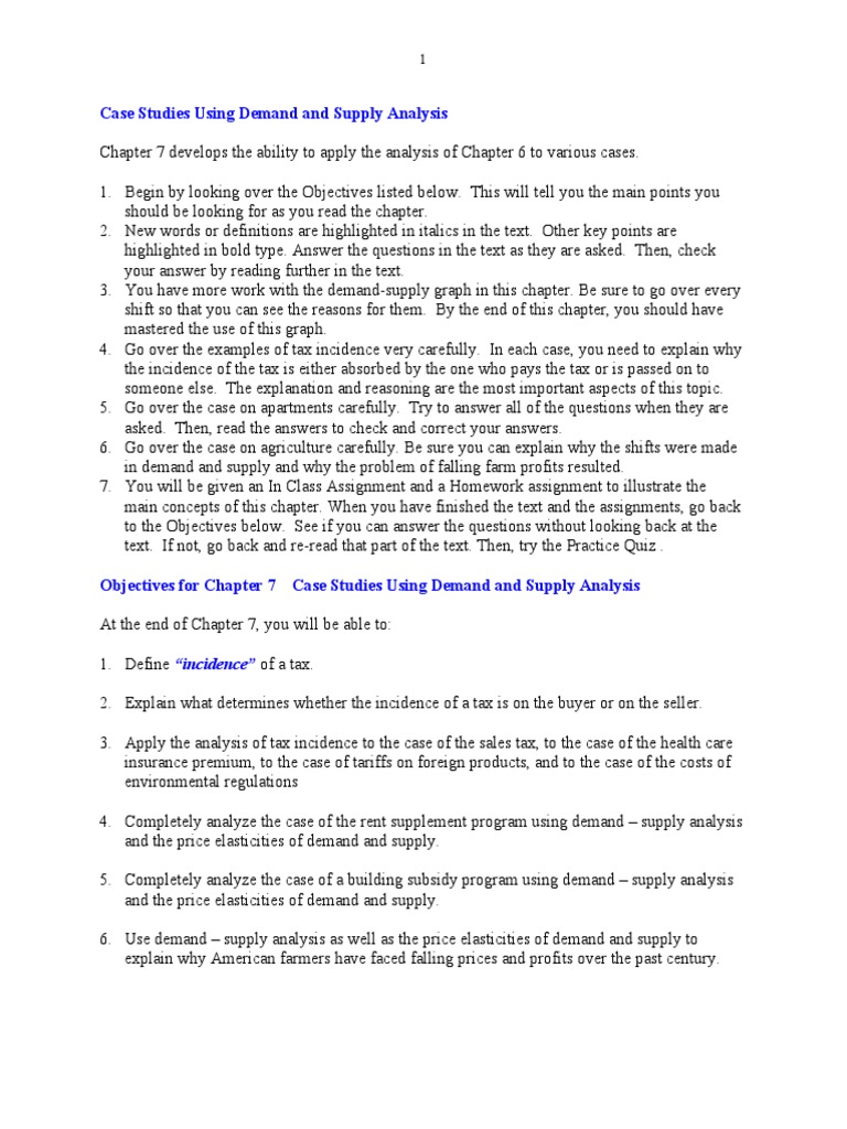 Case Studies Using Demand and Supply Analysis | PDF | Price Elasticity ...
