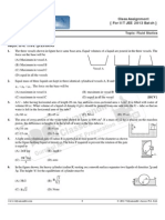 Assignment IIT JEE2013 Physics Fluid Statics PDF