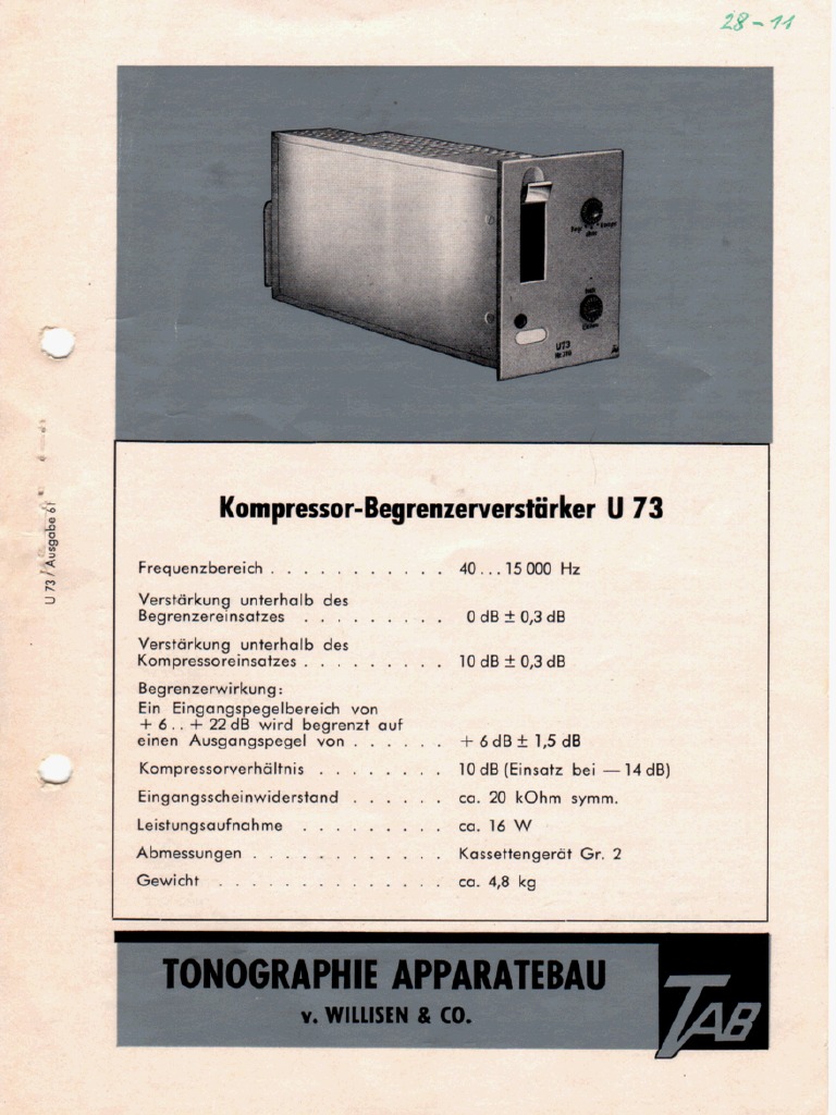 Telefunken U73 Datenblatt