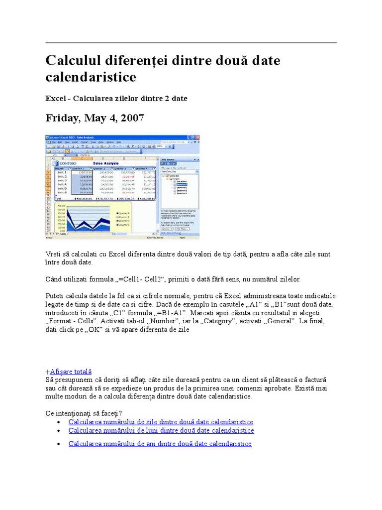Calculul Diferenţei Dintre Două Date Calendaristice PDF