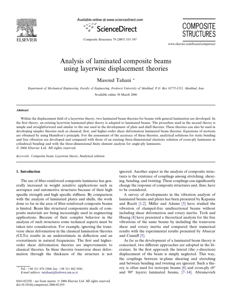 Analysis of Laminated Composite Beams Using Layerwise Displacement ...