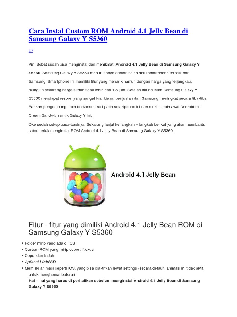 Instal Custom ROM Android 4.1 di Galaxy Y | PDF