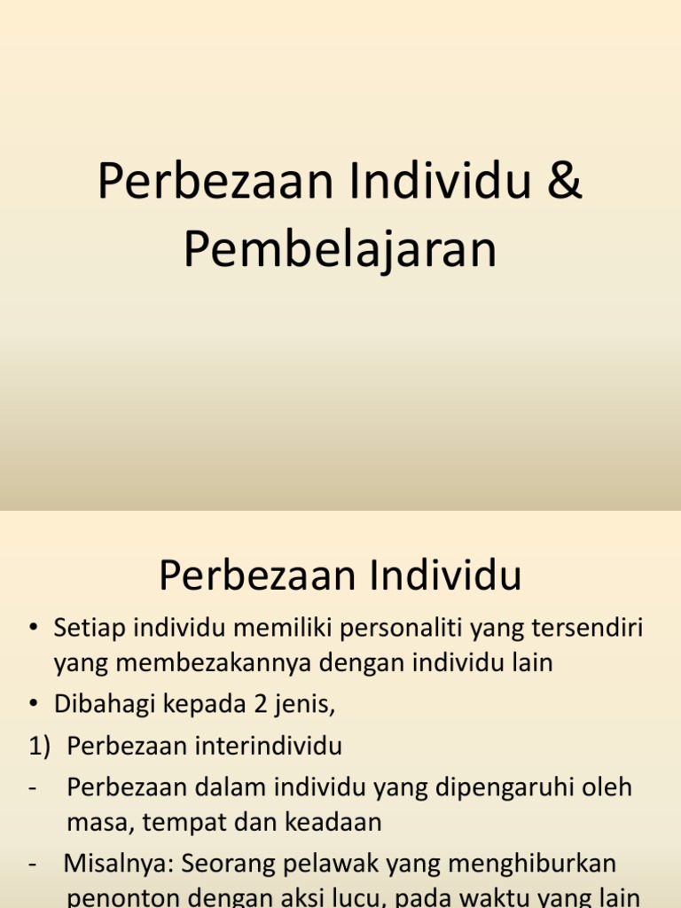 Perbezaan Ndividu Pembelajaran Pdf