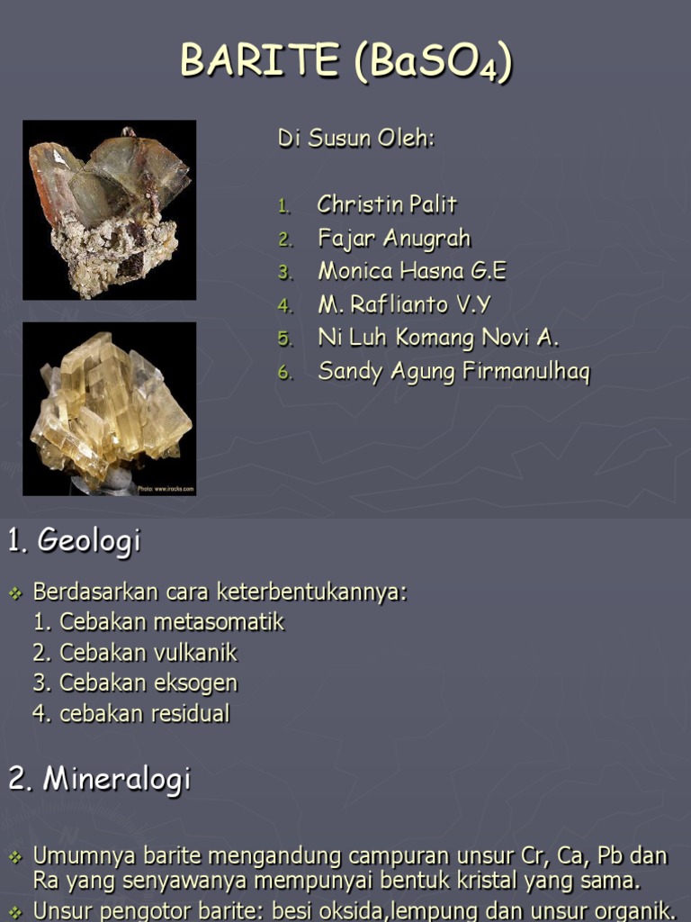 Panduan Lengkap Mineral Barite | PDF | Ilmu Sosial | Teknologi & Rekayasa