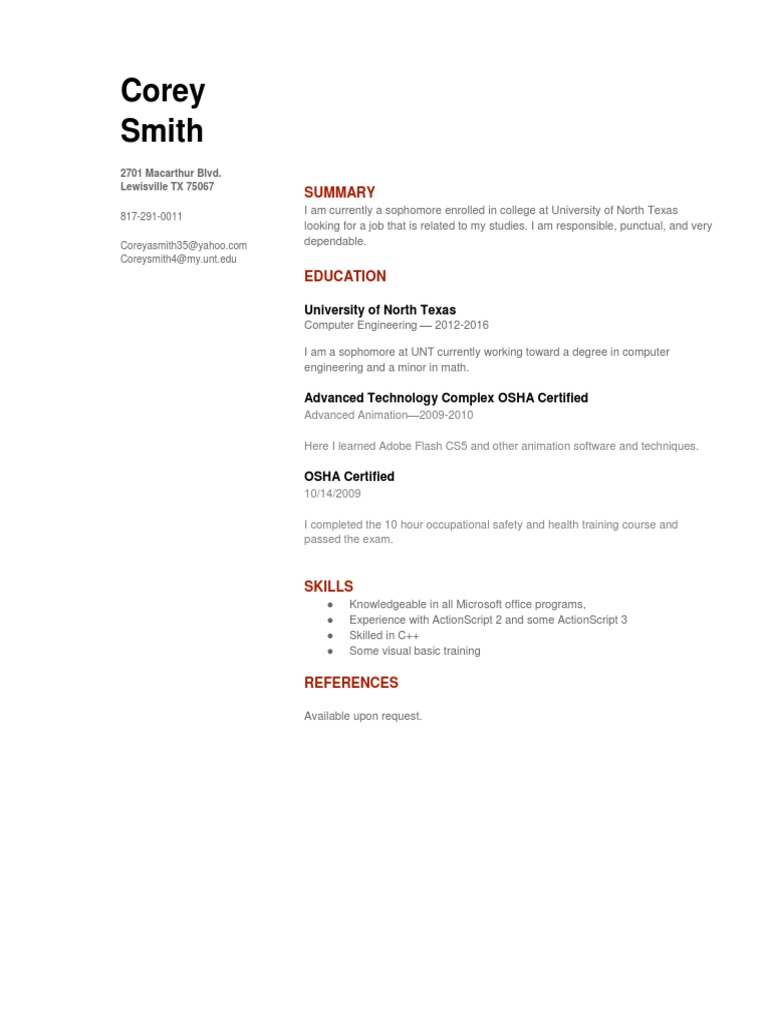 College Student Resume: Computer Engineering | PDF