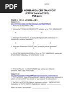 Cell Membrane and Transport Web Quest