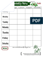 Weekly Menu Plan Printable - December