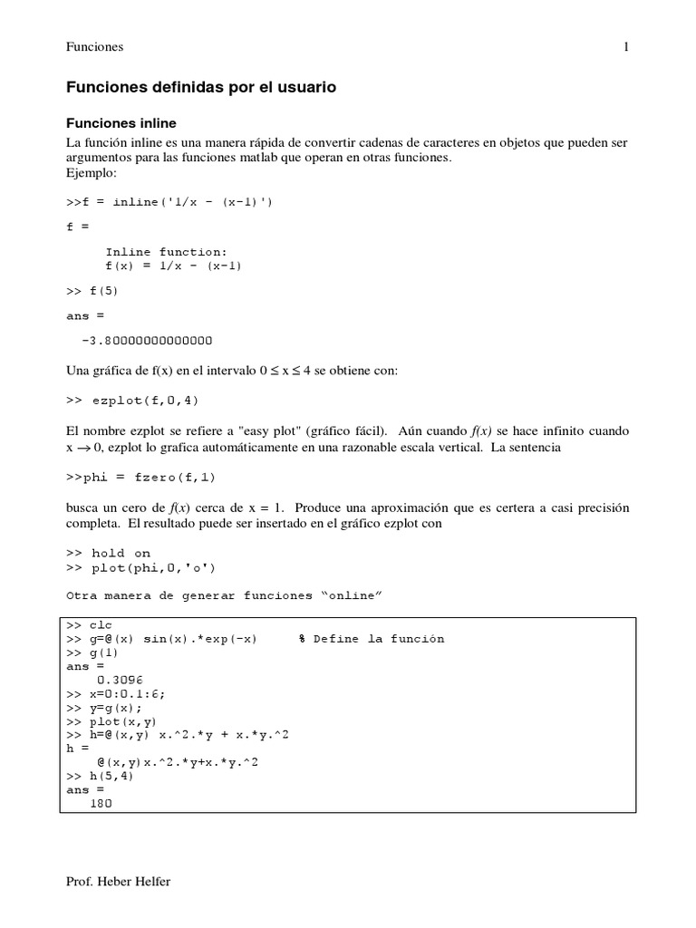 Funciones en Matlab | PDF | Integral | Capacidad calorífica