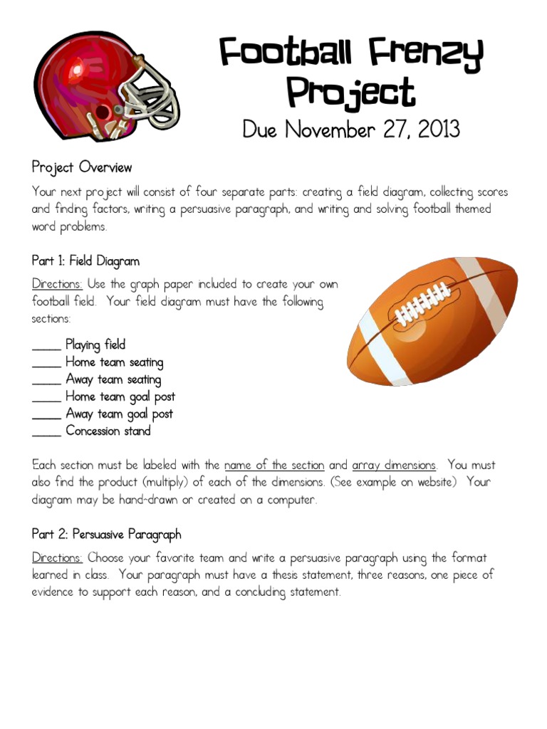 Football Frenzy Project Packet American Football Leagues National Football League Teams