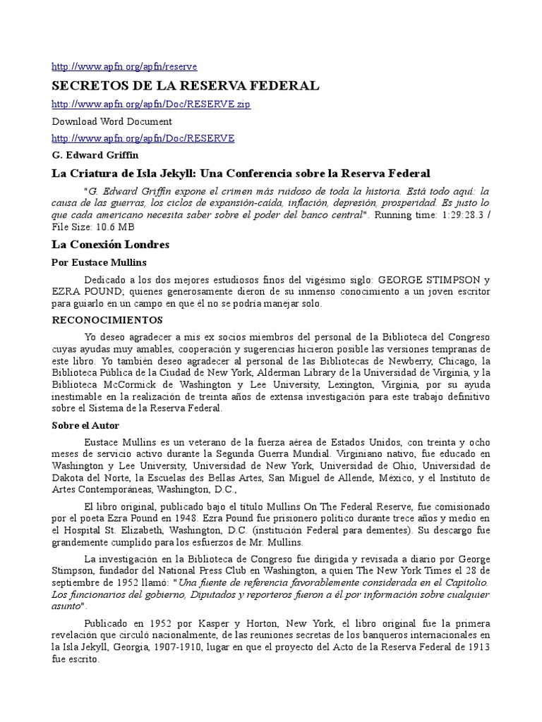 G. Edward Griffin La Criatura de Isla Jekyll Una Conferencia Sobre