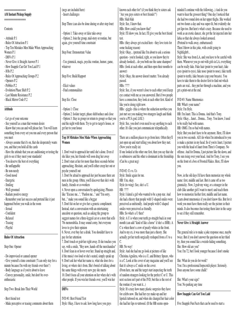 Simple Pickup Guide Pdf Psychology