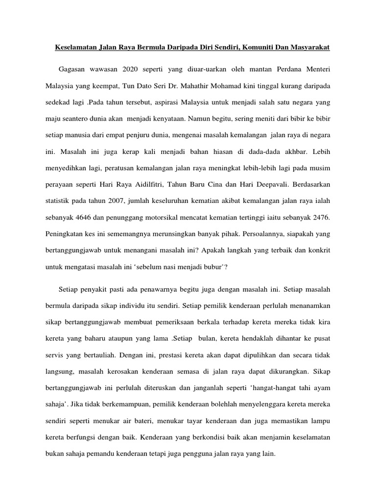Cara Mengurangkan Kemalangan Jalan Raya Pdf