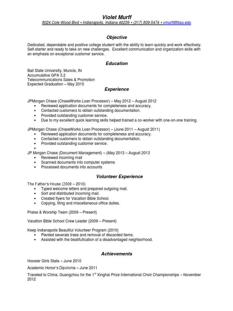 Violet Murff Resume | PDF
