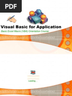 Visual Basic For Application: Basic Excel Macro (VBA) Orientation Course