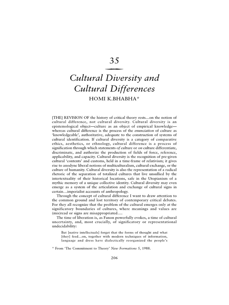 Understanding Cultural Difference Vs Diversity Pdf Cultural 