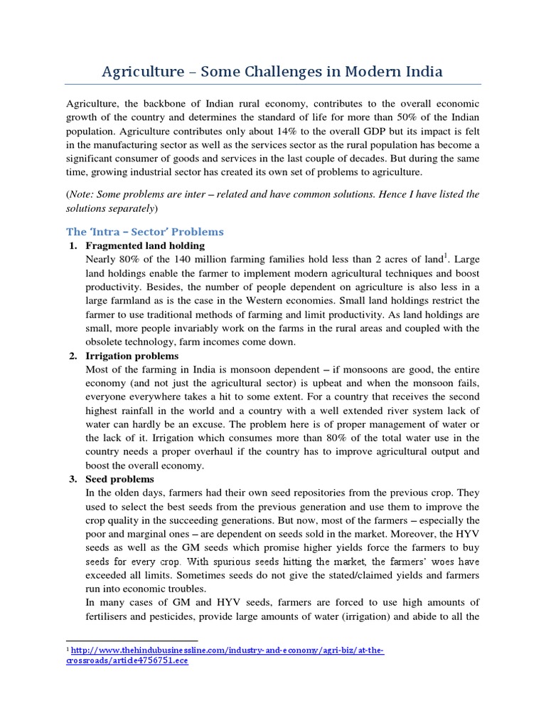 Challenges in Modern Indian Agriculture | PDF | Social Science ...