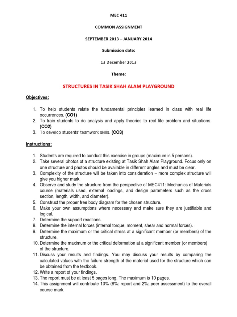 Common Assignment Jan 2014 PDF | PDF | Strength Of Materials | Stress ...