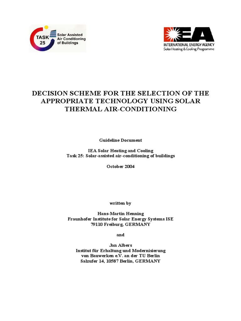 Solar Thermal Air Conditioning Guidelines | PDF | Air Conditioning ...