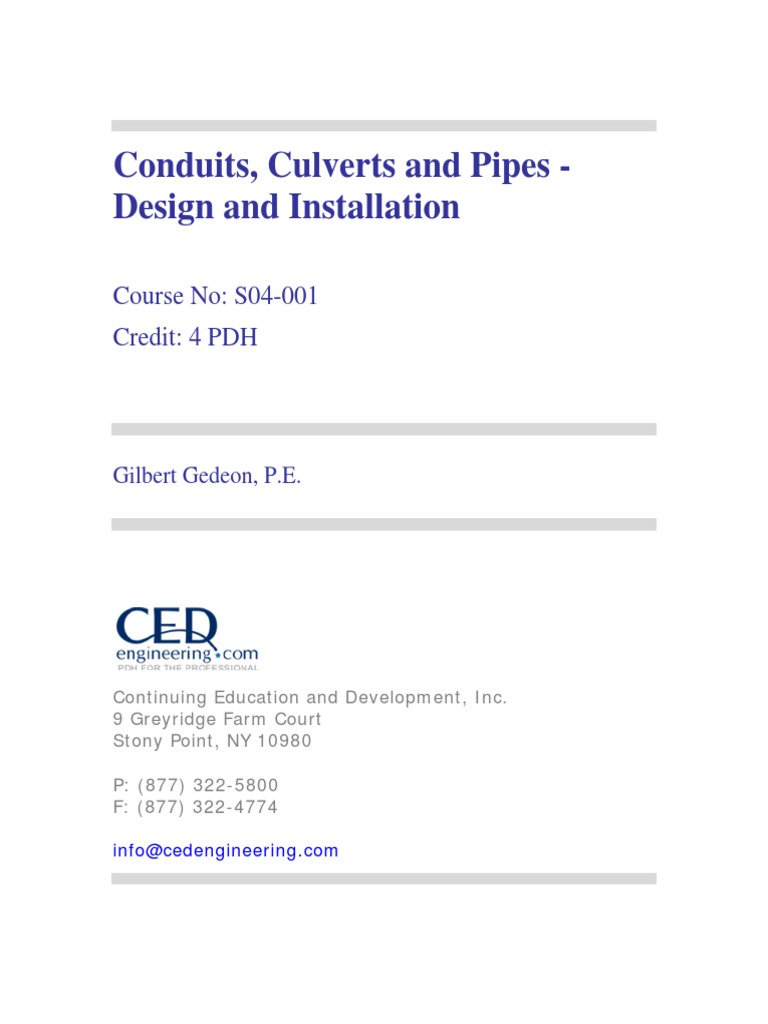Conduit and Culvert Design Manual | PDF | Pipe (Fluid Conveyance ...