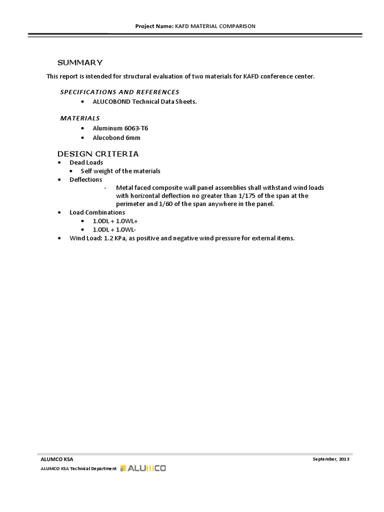 KAFD Material Comparison Report | PDF | Technology & Engineering