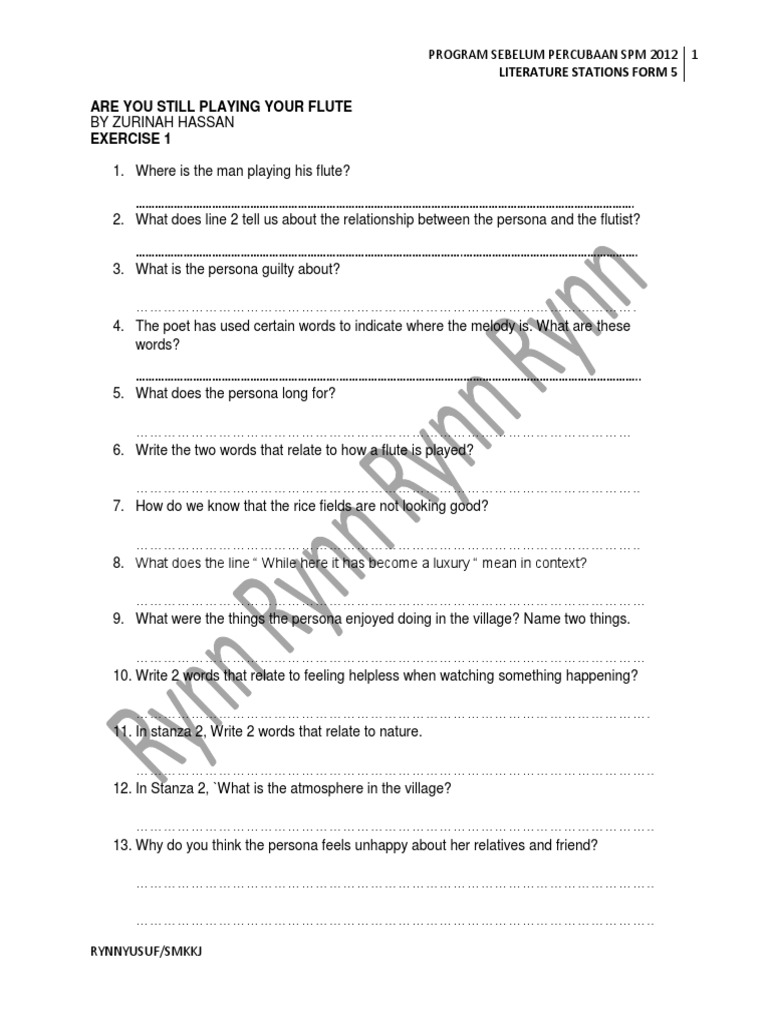 Are You Still Playing Your Flute (Questions) PDF