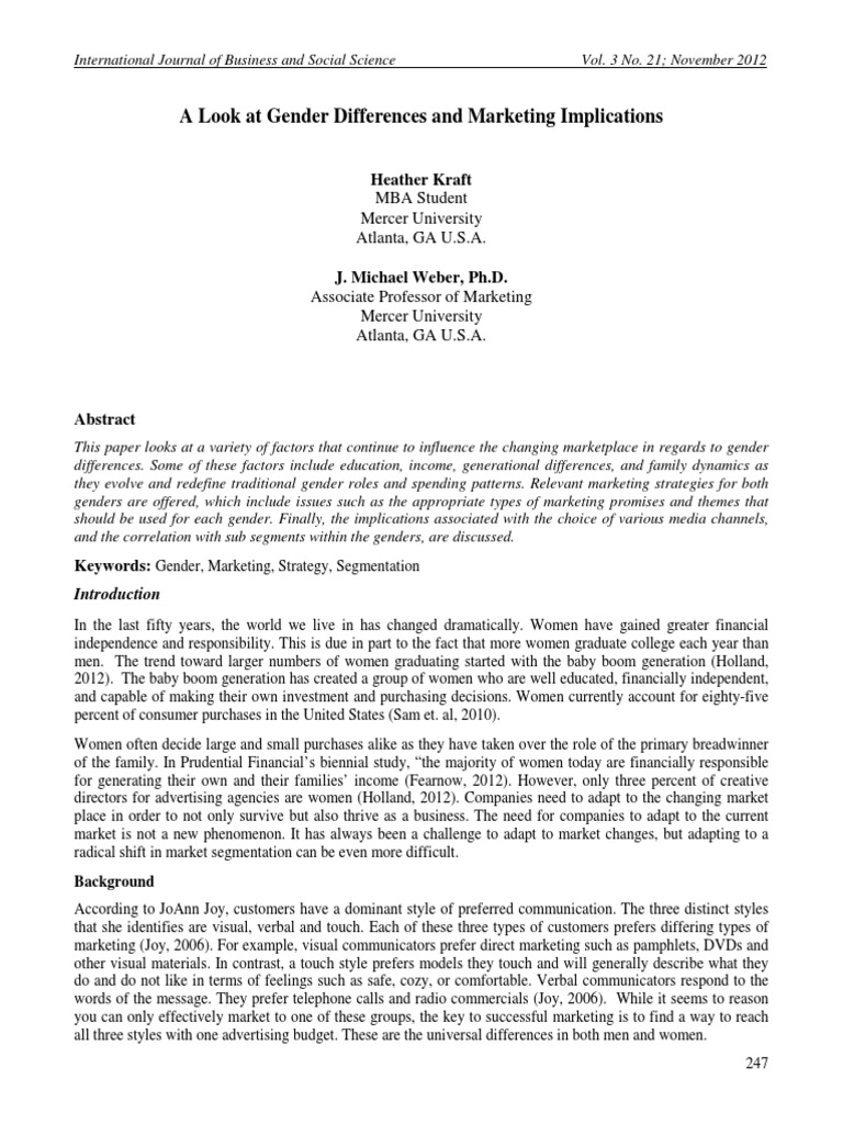 Gender Differences and Marketing Implications PDF | PDF | Advertising ...