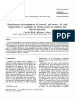 Simultaneous Determination of Glycerol, and Mono-, Di-And Triglycerides in Vegetable Oil Methyl Esters by Capillary Gas Chromatography