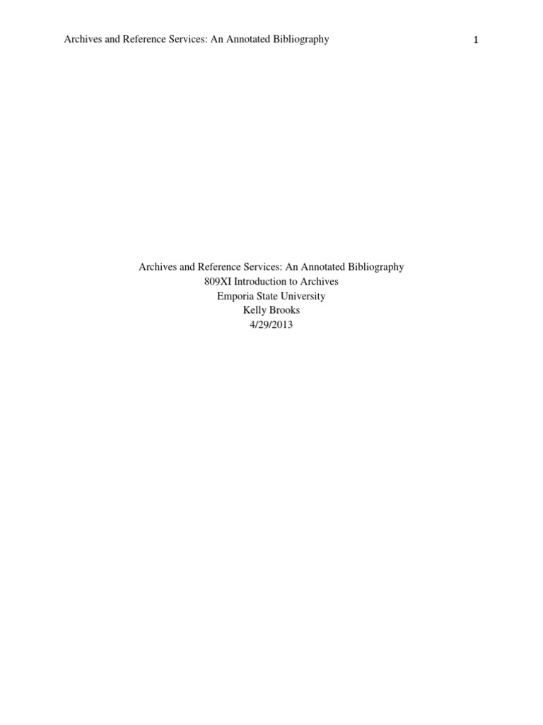 Archives and Reference Services: An Annotated Bibliography 1 | PDF ...