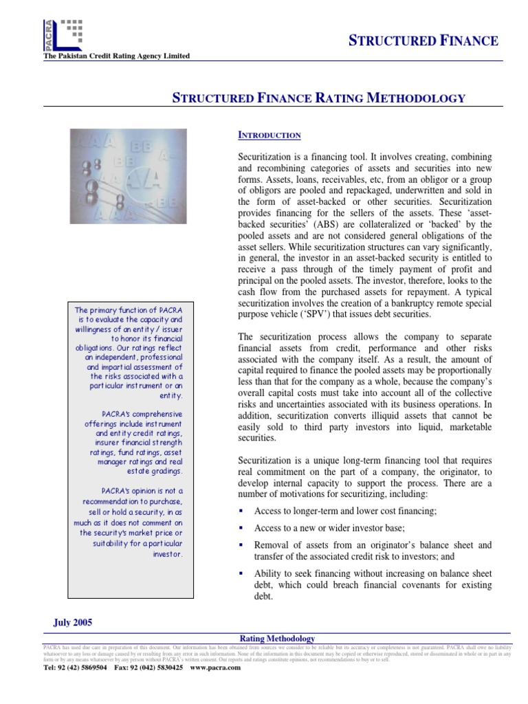 SF Rating Methodology PDF | PDF | Securitization | Asset Backed Security