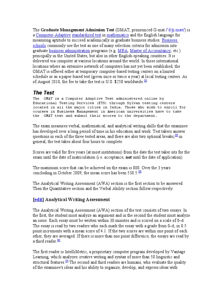 GMAT | PDF | Graduate Management Admission Test | Schools