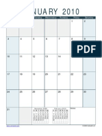 Blank 2010 Monthly Calendar Ocean Portrait