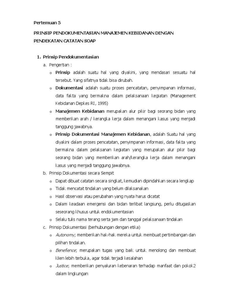 Prinsip Dokumentasi Catatan Soap Pdf Pdf