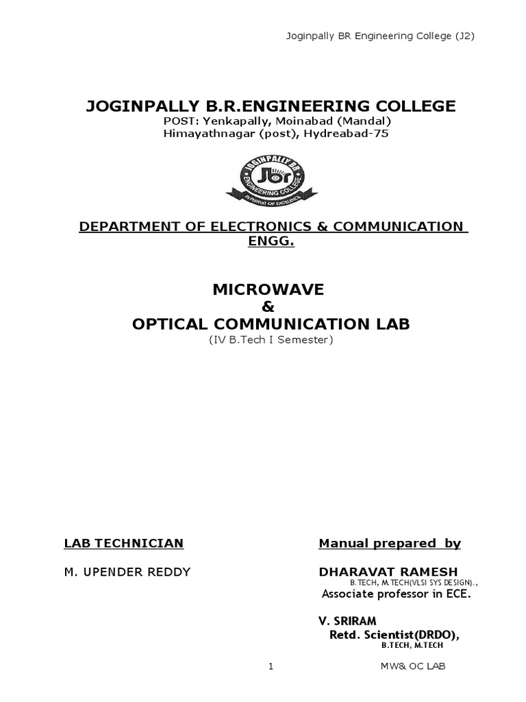 Microwave Lab Manual PDF PDF