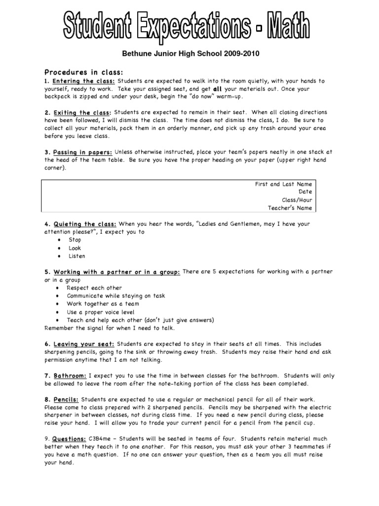 02 Math Procedures 09-10 | PDF
