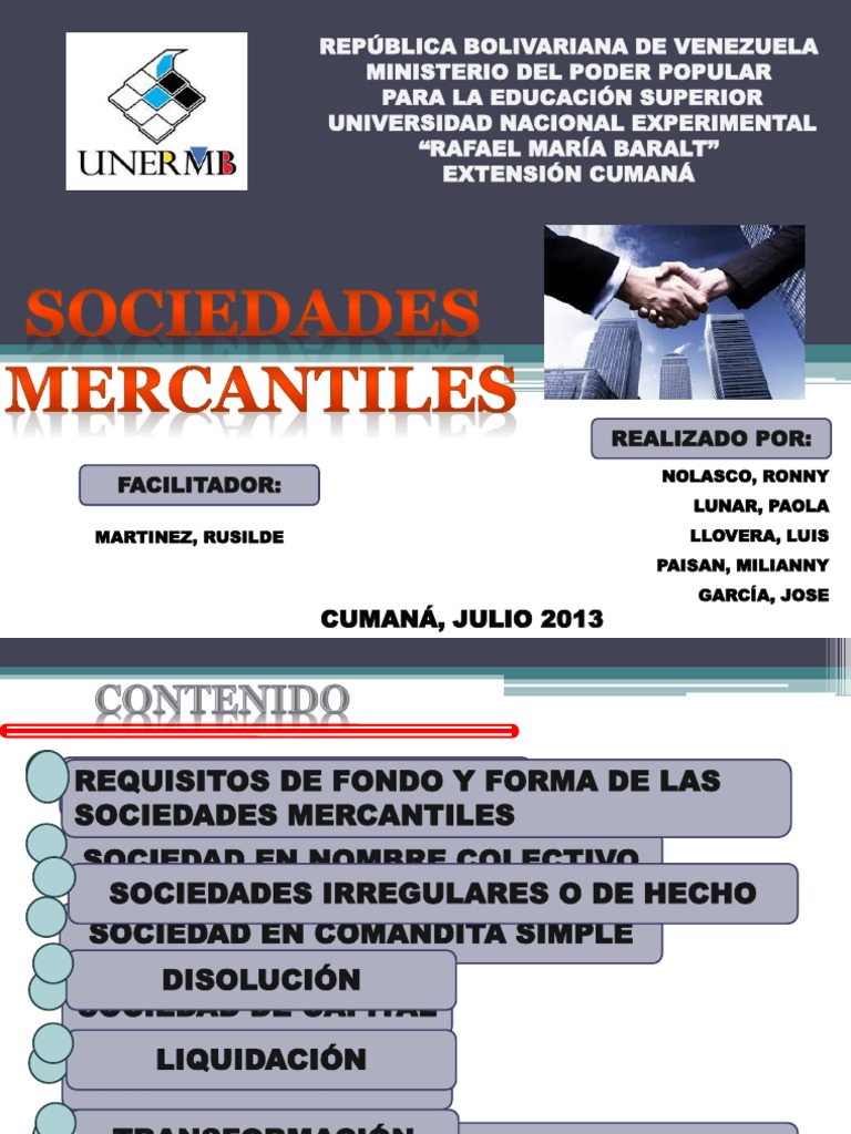 PRESENTACION SOCIEDADES MERCANTILES