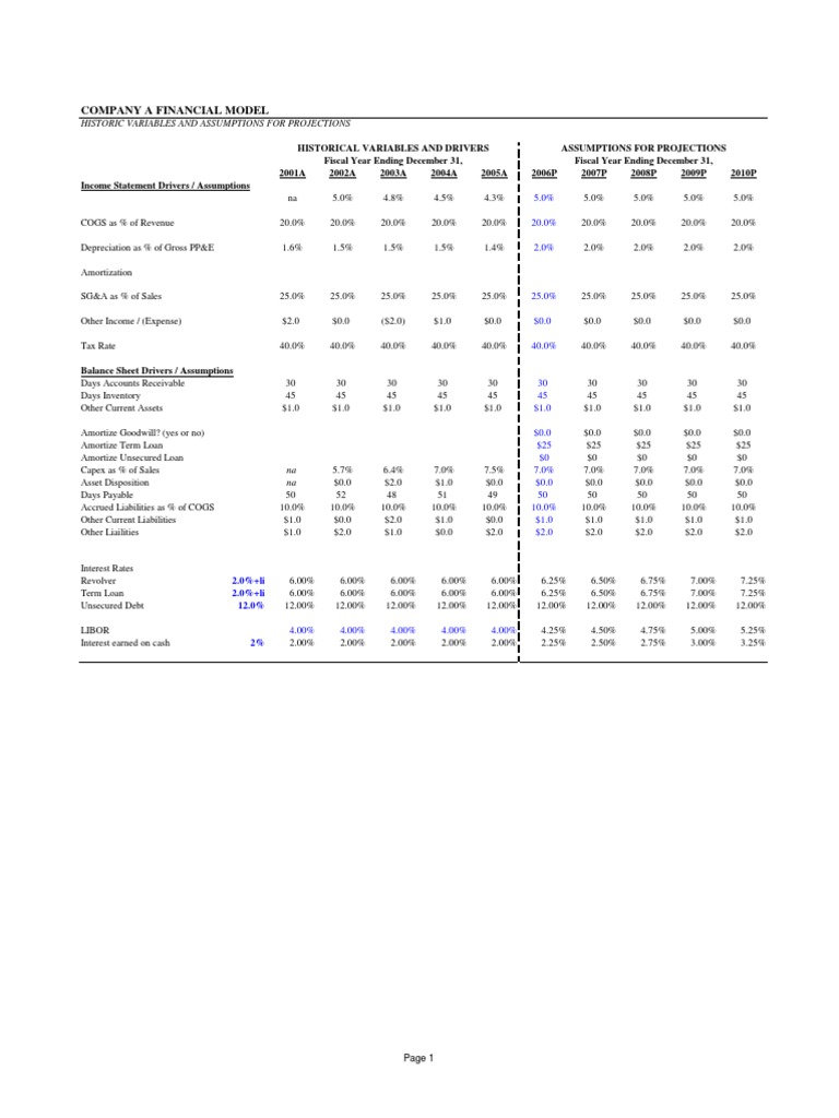 Company A Financial Model Overview | PDF | Discounted Cash Flow | Revenue